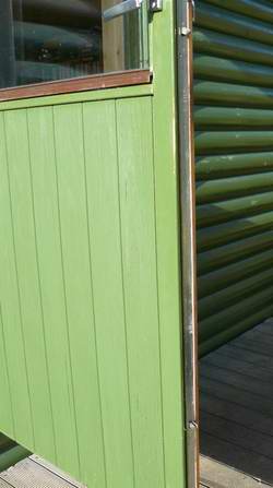 Note multipoint locking system and metal frame on door Note multipoint locking system and metal frame on door