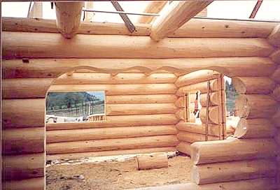 A custom log cabin archway