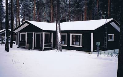 A log cabin in a Finnish forest