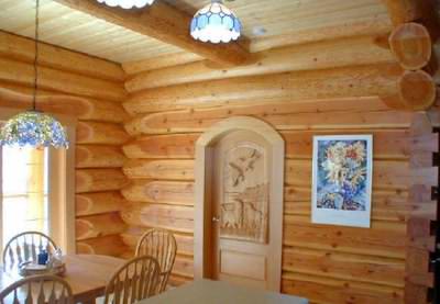 Logs provide wonderful log cabin interior finishes Logs provide wonderful log cabin interior finishes