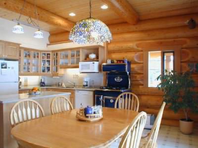 Log cabin interior - kitchen area Log cabin interior - kitchen area