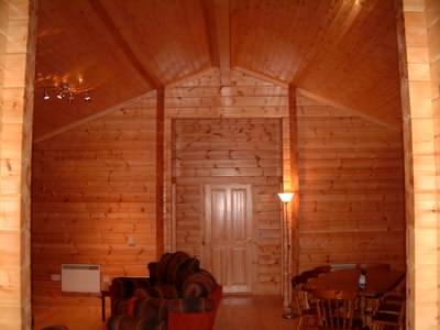 Log cabin interior with all wood