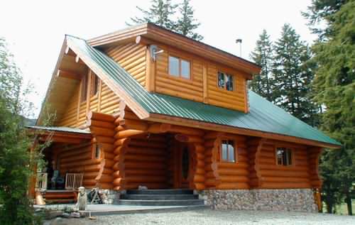 A rustic log cabin