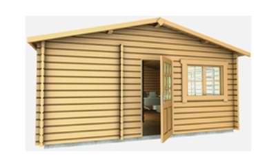 Log office design from the front aspect Log office design from the front aspect