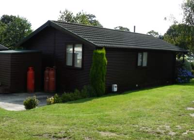 Mobile log cabin on a holiday park in the UK