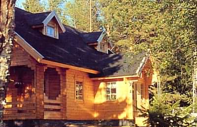 Scandinavian log cabins are often found in the woods